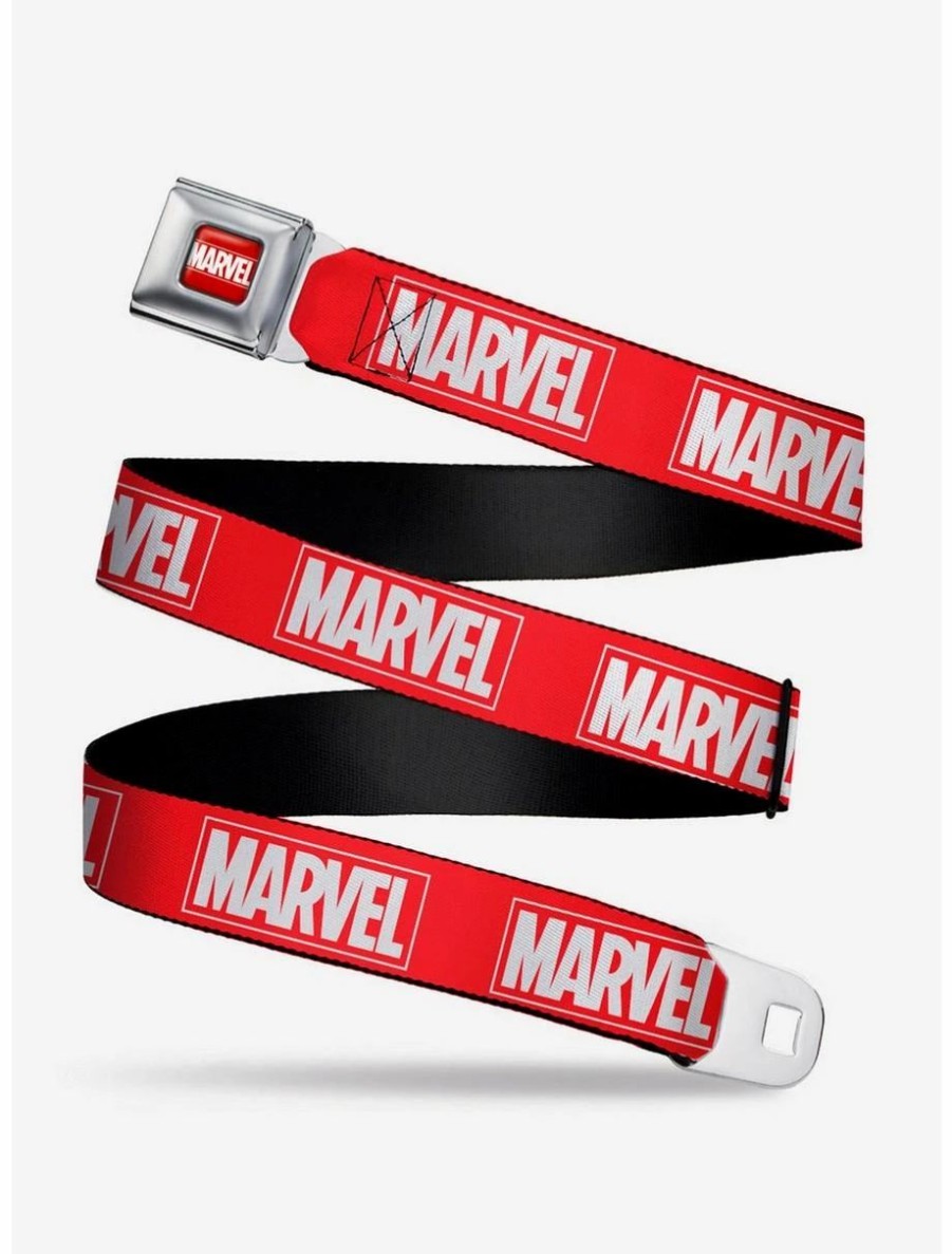 Accessories | * Boxlunch Marvel Red Brick Logo Red White Youth Seatbelt Belt