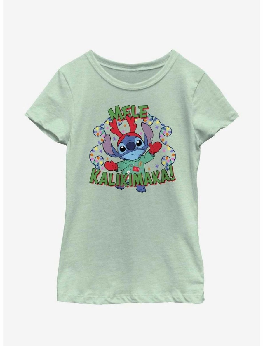 Youth | * Boxlunch Disney Lilo & Stitch Mele Kalikimaka Merry Christmas In Hawaiian Youth Girls T-Shirt