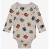 Infant | * Harry Potter Hogwarts House Crests Allover Print Long-Sleeve Infant One-Piece Boxlunch Exclusive