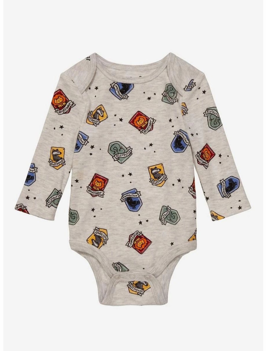 Infant | * Harry Potter Hogwarts House Crests Allover Print Long-Sleeve Infant One-Piece Boxlunch Exclusive