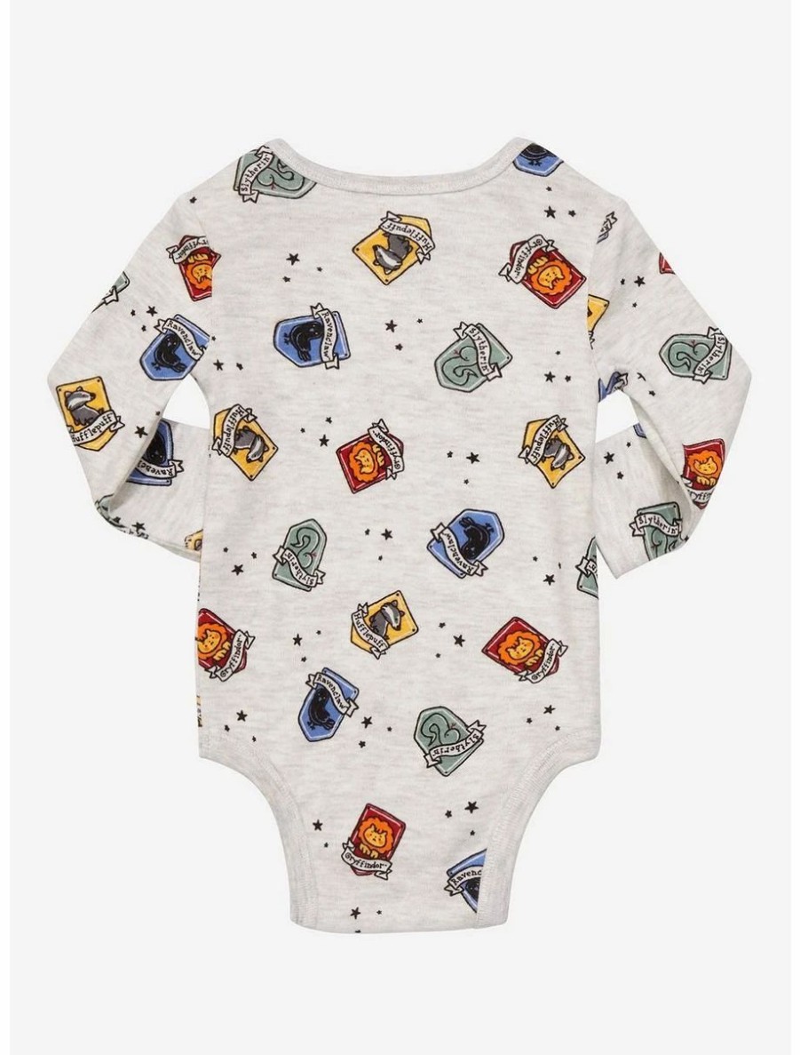 Infant | * Harry Potter Hogwarts House Crests Allover Print Long-Sleeve Infant One-Piece Boxlunch Exclusive