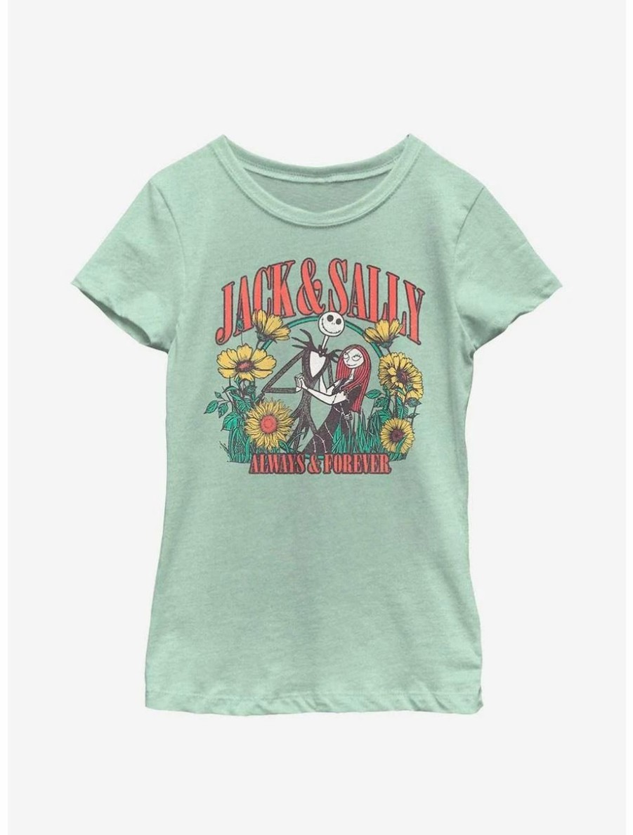 Youth | * Boxlunch Disney The Nightmare Before Christmas Jack And Sally Floral Youth Girls T-Shirt