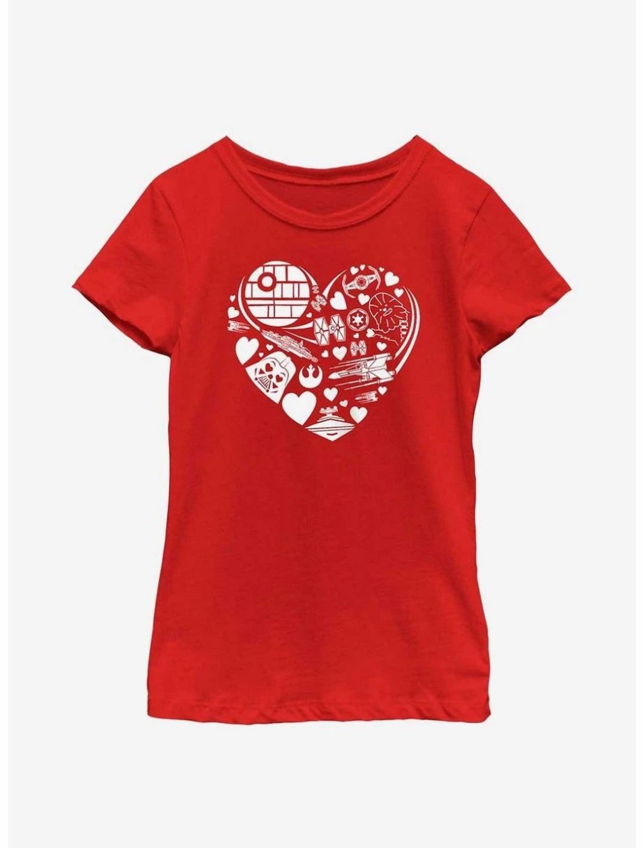 Youth | * Boxlunch Star Wars Heart Ships Icons Youth Girls T-Shirt