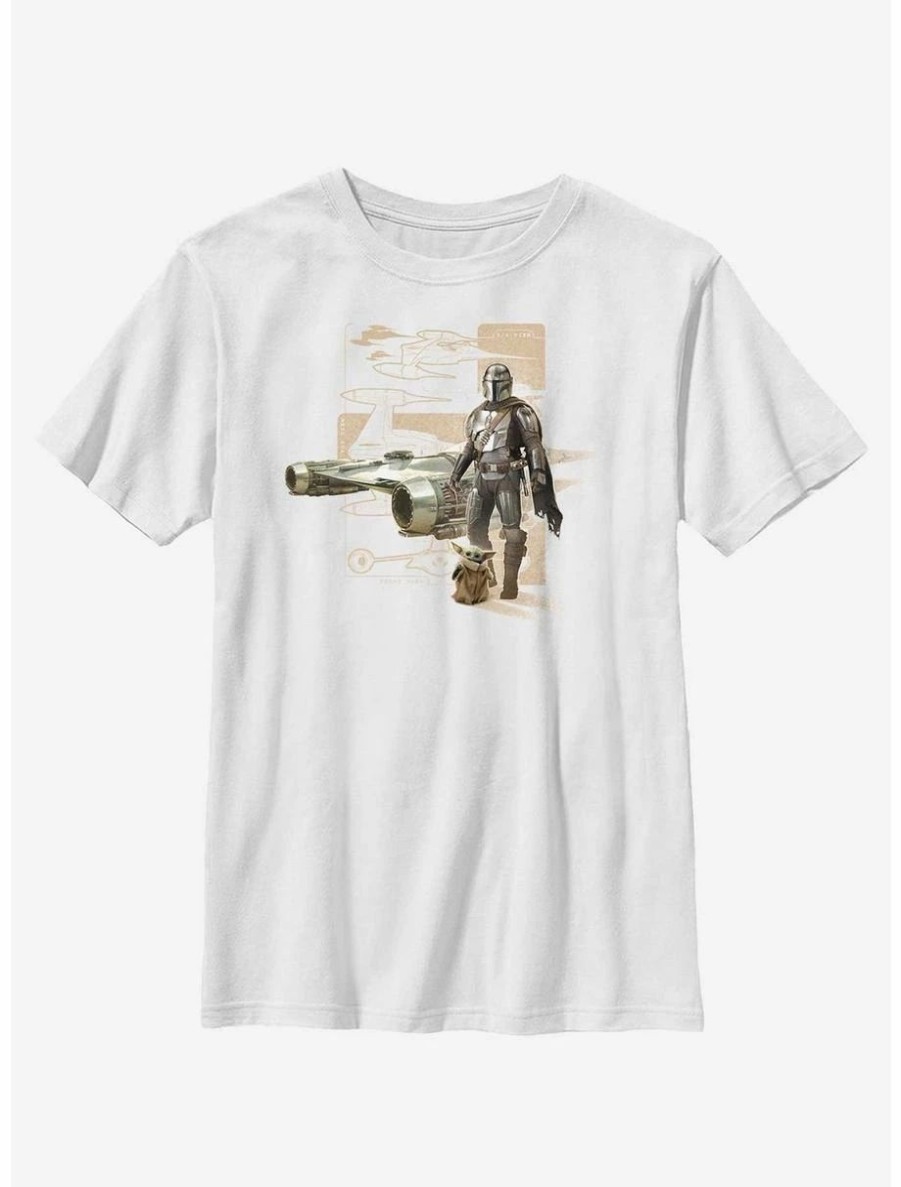 Youth | * Boxlunch Star Wars The Mandalorian Mando N-1 Starfighter Schematic Youth T-Shirt