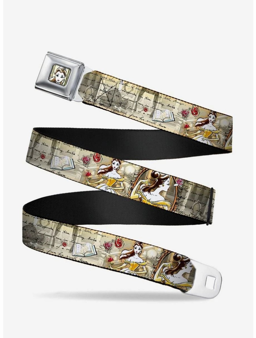 Accessories | * Boxlunch Disney Beauty And The Beast Belle Sketch Poses Story Script Youth Seatbelt Belt