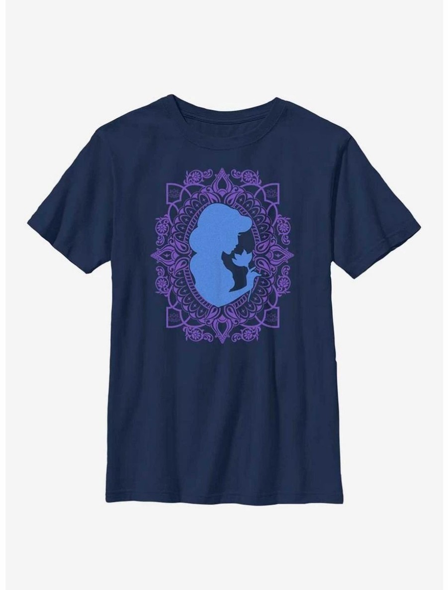 Youth | * Boxlunch Disney Aladdin 30Th Anniversary Jasmine Flower Frame Silhouette Youth T-Shirt