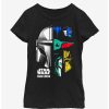 Youth | * Boxlunch Star Wars The Mandalorian Grogu & Mando Helmet Split Youth Girls T-Shirt