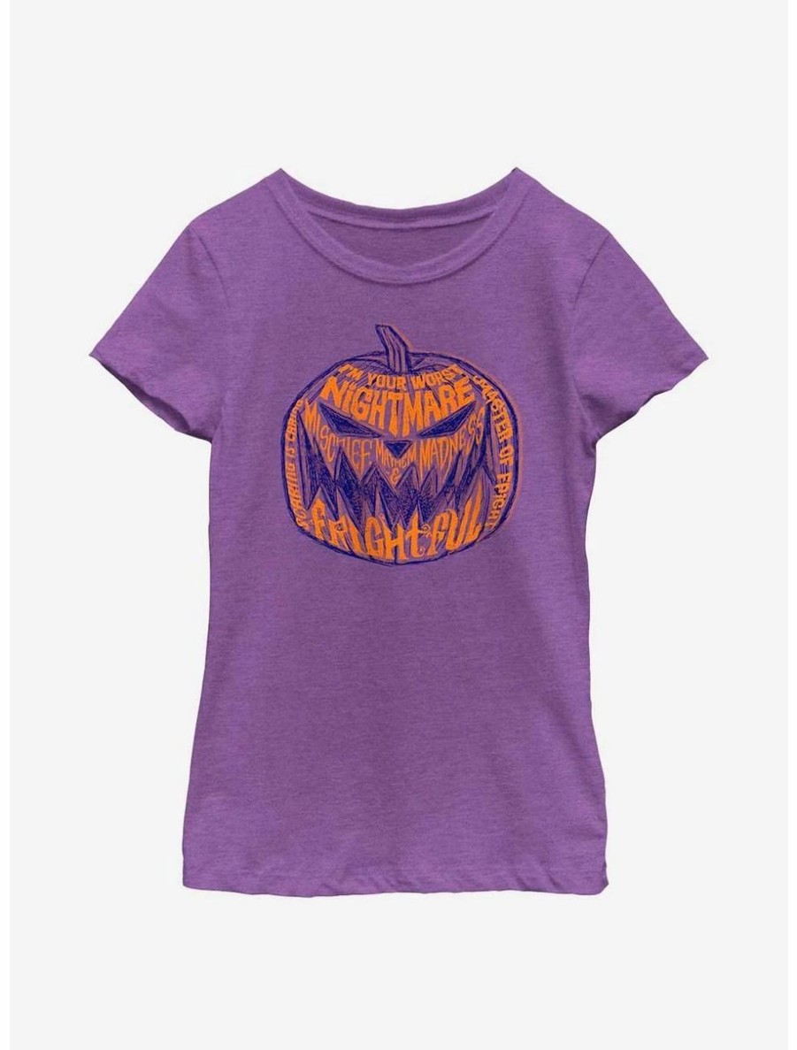 Youth | * Boxlunch Disney Nightmare Before Christmas Pumpkin Text Youth Girls T-Shirt