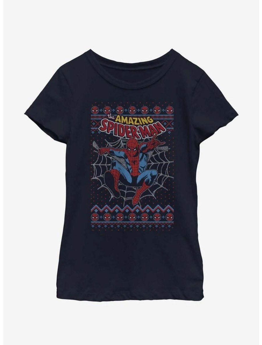 Youth | * Boxlunch Marvel Spider-Man Web Jump Ugly Christmas Youth Girls T-Shirt