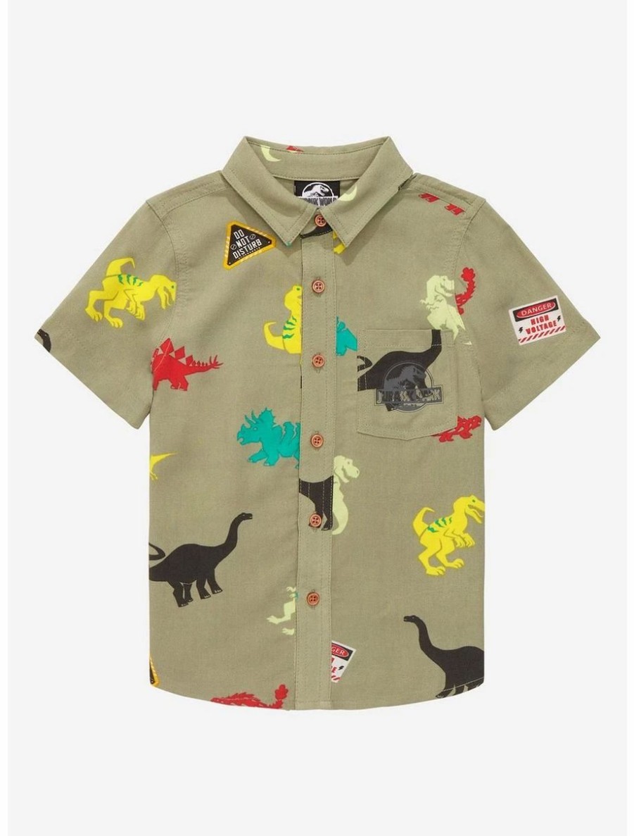 Toddler | * Jurassic Park Dinosaurs Allover Print Toddler Woven Button-Up Boxlunch Exclusive