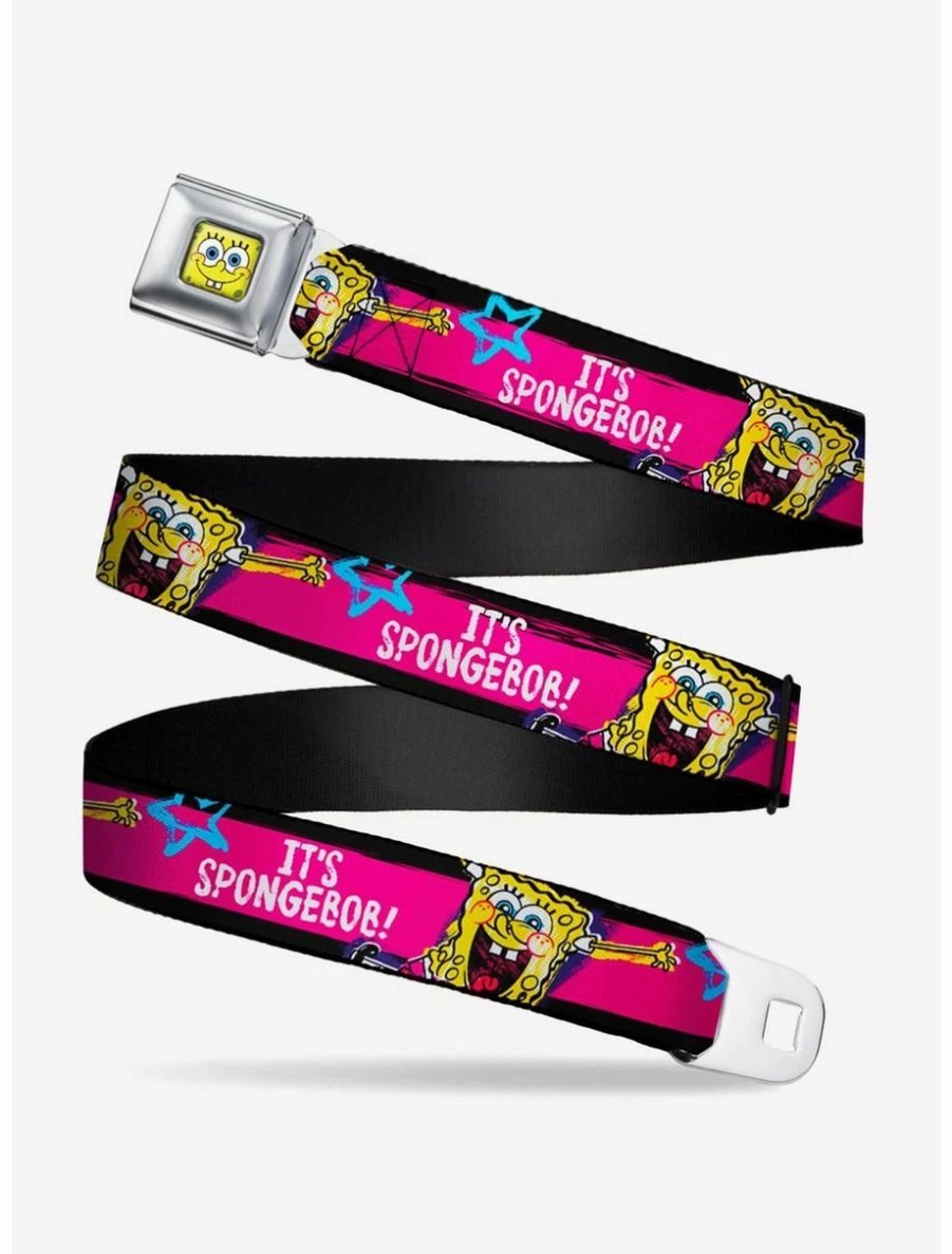 Accessories | * Boxlunch Spongebob Squarepants Pose It'S Spongebob Squarepants Pink Youth Seatbelt Belt