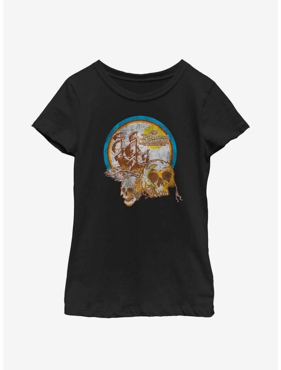 Youth | * Boxlunch Disney Pirates Of The Caribbean: On Stranger Tides Distressed Skulls Youth Girls T-Shirt