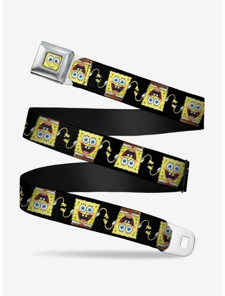 Accessories | * Boxlunch Spongebob Squarepants Pose Flip Black Youth Seatbelt Belt