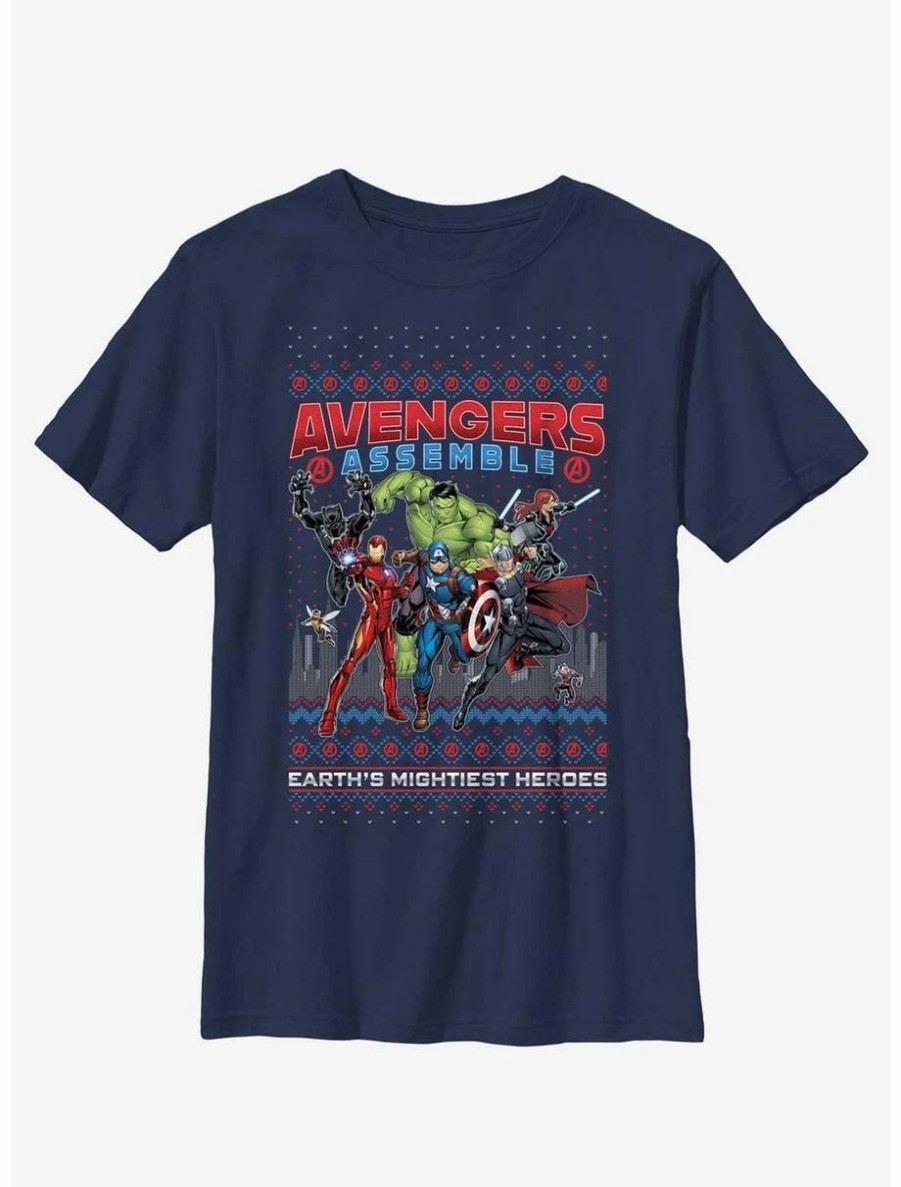 Youth | * Boxlunch Marvel Avengers Assemble Ugly Christmas Youth T-Shirt