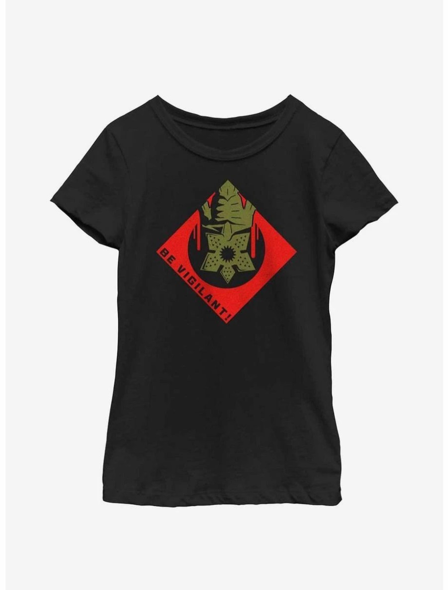 Youth | * Boxlunch Stranger Things Be Vigilant Demogorgon Badge Youth Girls T-Shirt