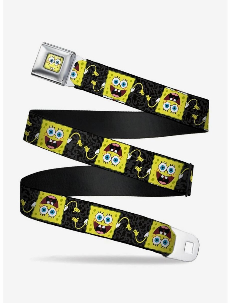 Accessories | * Boxlunch Spongebob Squarepants Pose Flip Camo Grey And Blackyouth Seatbelt Belt