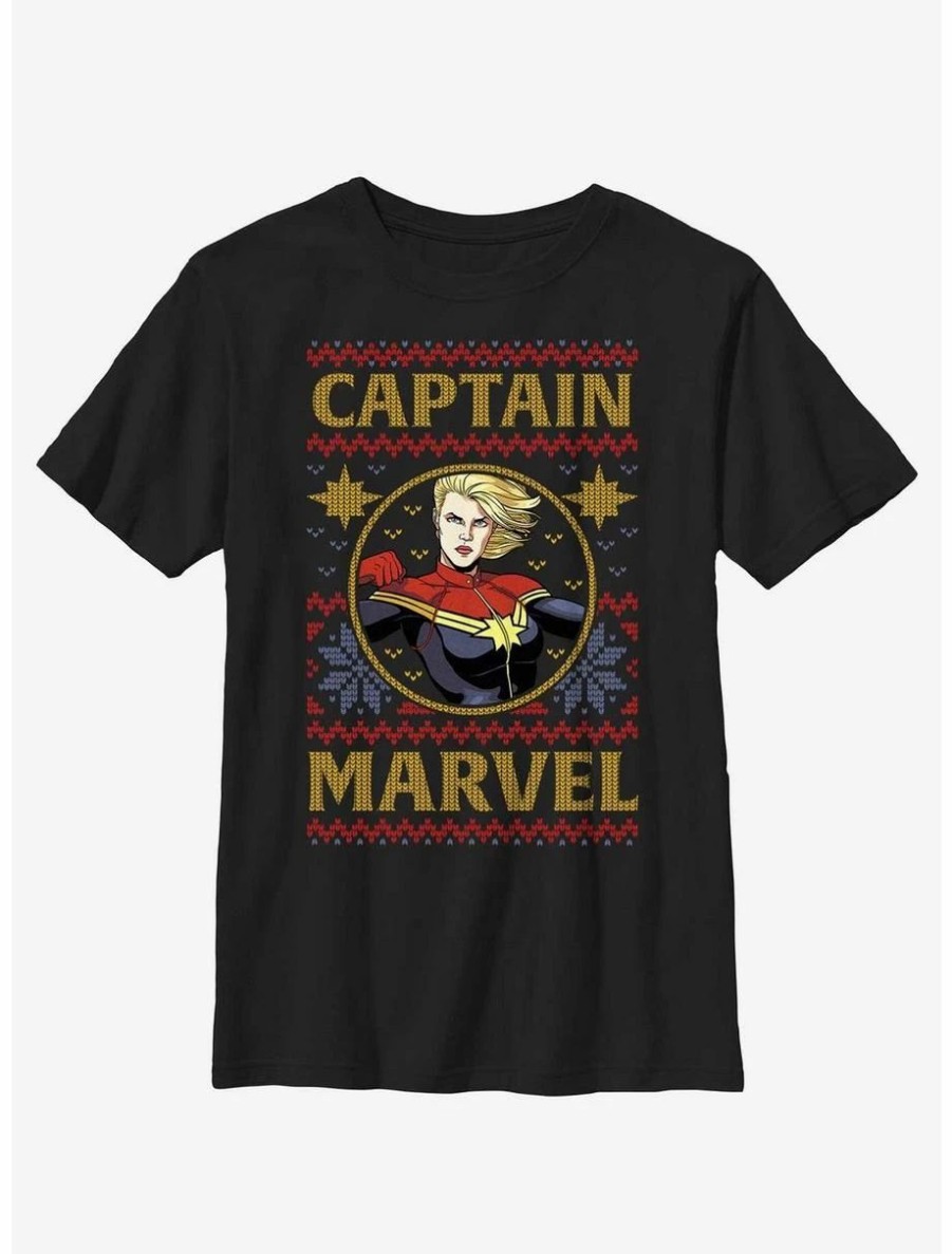 Youth | * Boxlunch Marvel Captain Marvel Ugly Christmas Youth T-Shirt