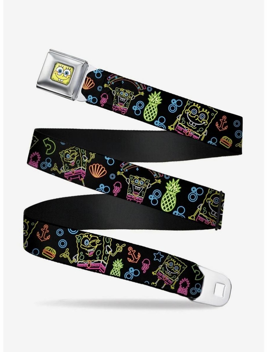 Accessories | * Boxlunch Spongebob Squarepants Electric Spongebob Poses Elements Youth Seatbelt Belt