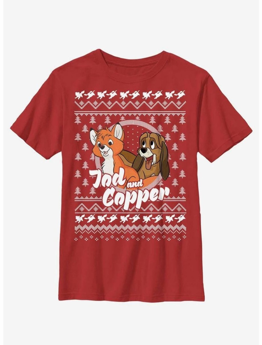 Youth | * Boxlunch Disney The Fox And The Hound Tod And Copper Ugly Christmas Youth T-Shirt