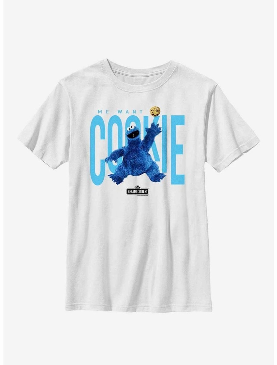 Youth | * Boxlunch Sesame Street Air Cookie Monster Want Cookie Youth T-Shirt