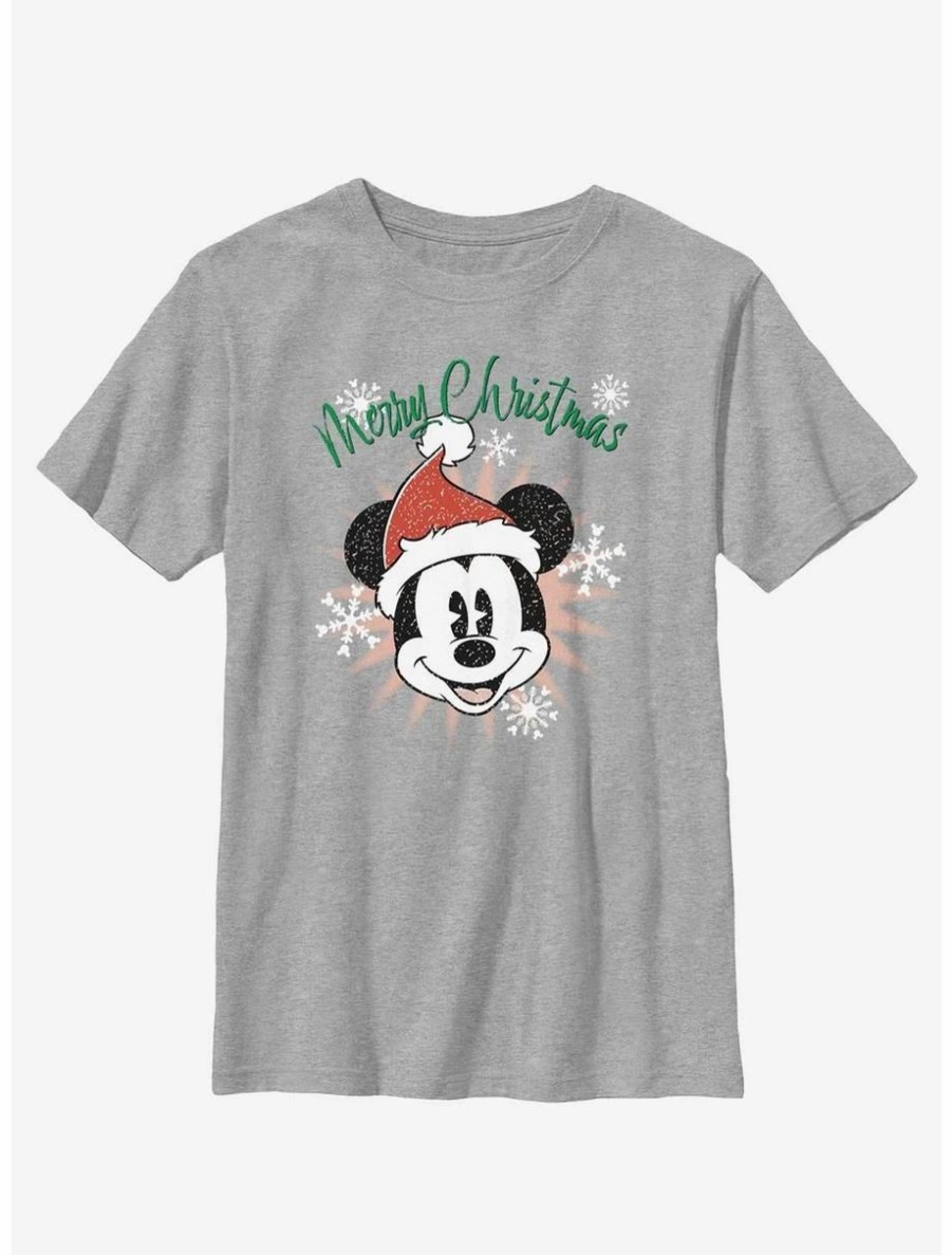 Youth | * Boxlunch Disney Mickey Mouse Snowflakes Santa Mickey Youth T-Shirt