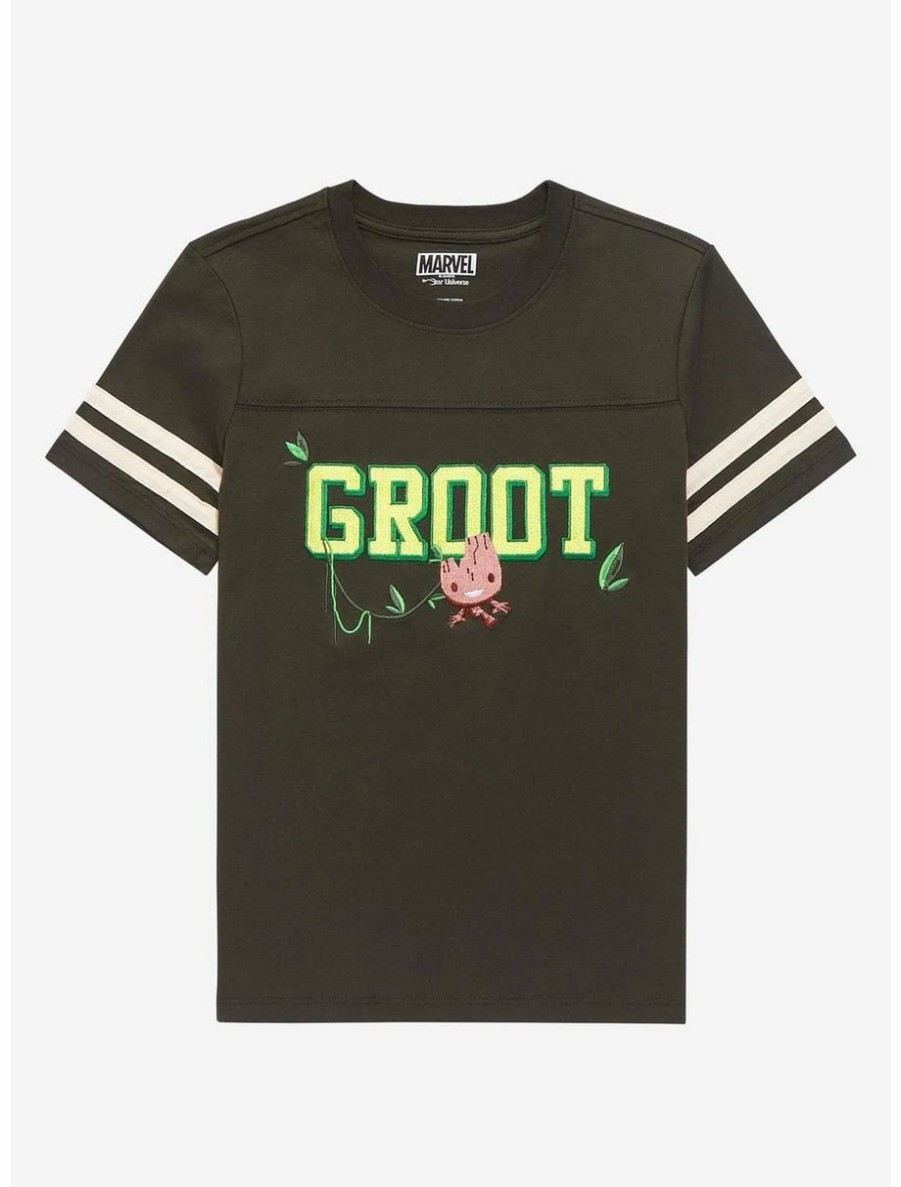 Youth | * Marvel Guardians Of The Galaxy Groot Youth Striped Varsity T-Shirt Boxlunch Exclusive