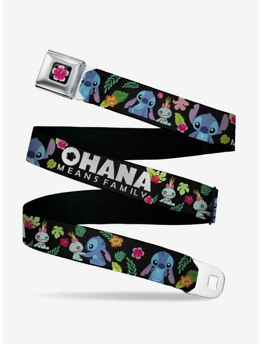 Accessories | * Boxlunch Disney Lilo & Stitch Ohana Means Family Stitch Scrump Poses Tropical Flora Youth Seatbelt Belt