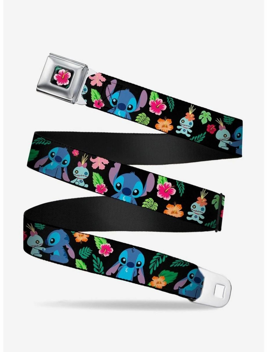 Accessories | * Boxlunch Disney Lilo & Stitch Stitch Scrump Poses Tropical Flora Youth Seatbelt Belt