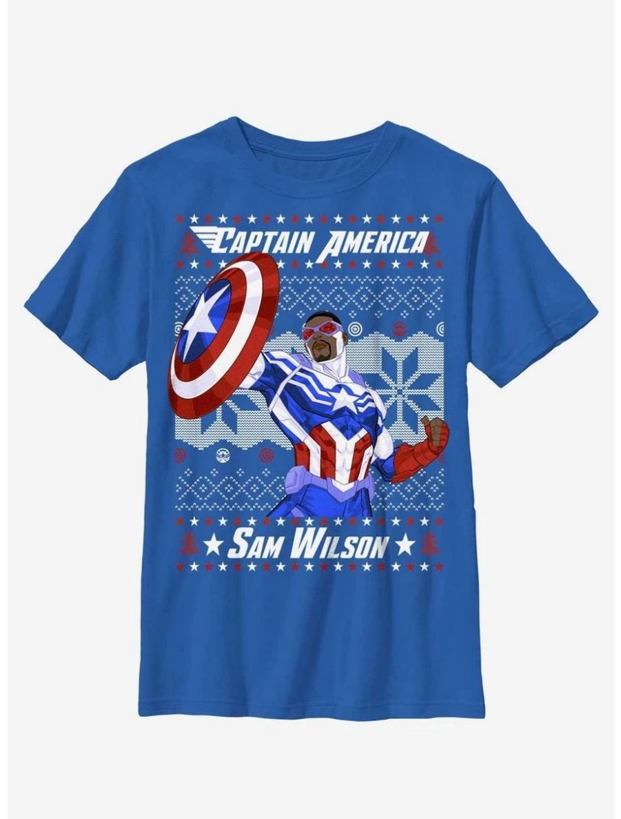 Youth | * Boxlunch Marvel Captain America Sam Wilson Ugly Christmas Youth T-Shirt