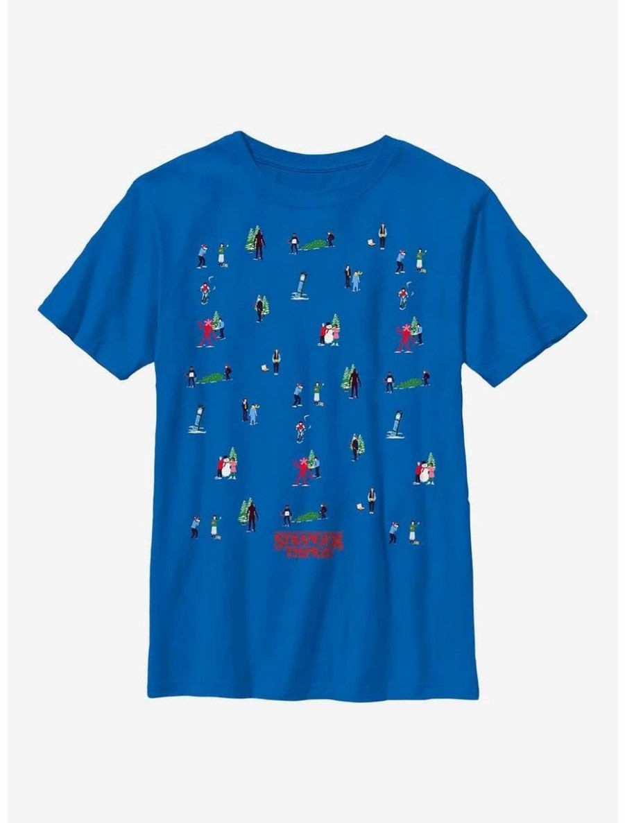 Youth | * Boxlunch Stranger Things Holiday Tree Scenes Group Youth T-Shirt