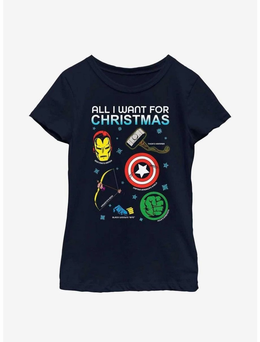 Youth | * Boxlunch Marvel Avengers Christmas List Youth Girls T-Shirt