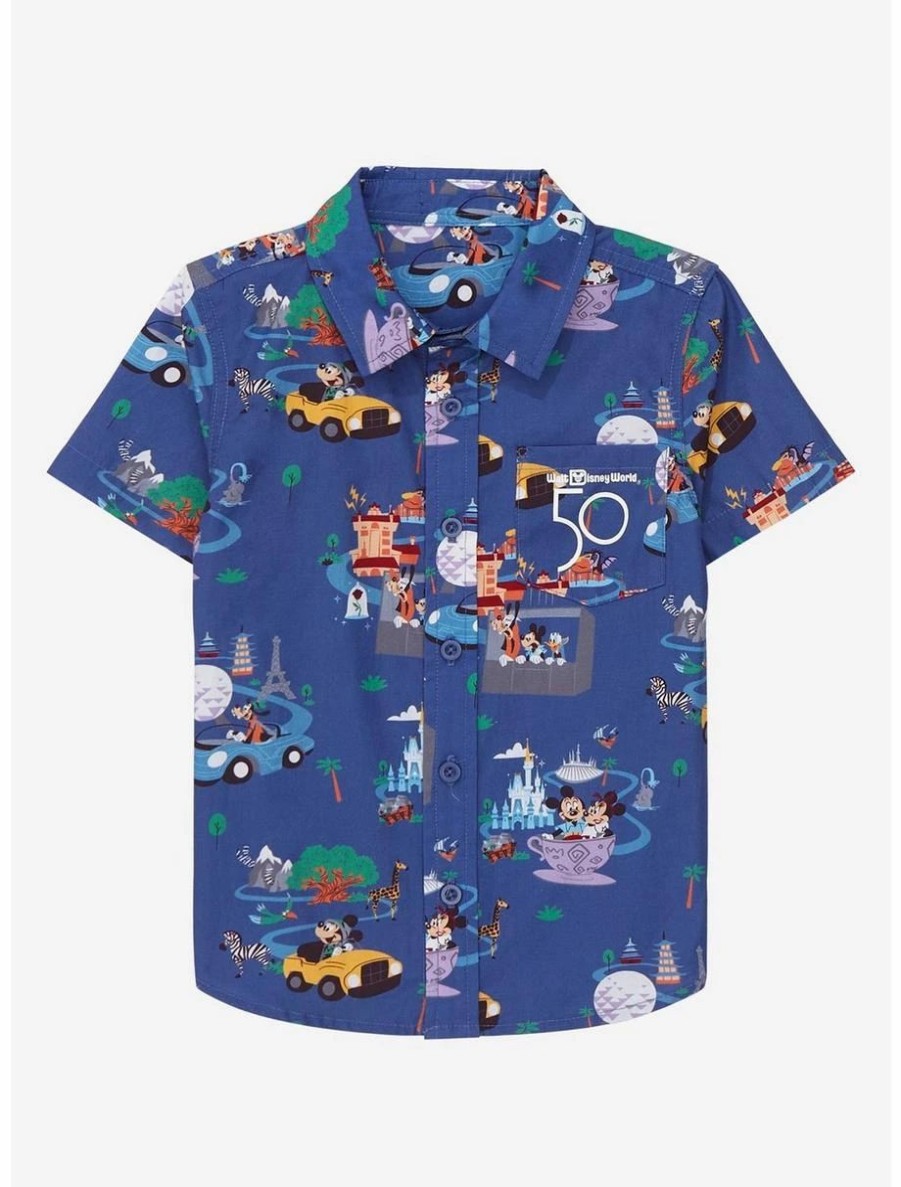 Toddler | * Disney Walt Disney World 50Th Anniversary Rides & Attractions Toddler Woven Button-Up Boxlunch Exclusive