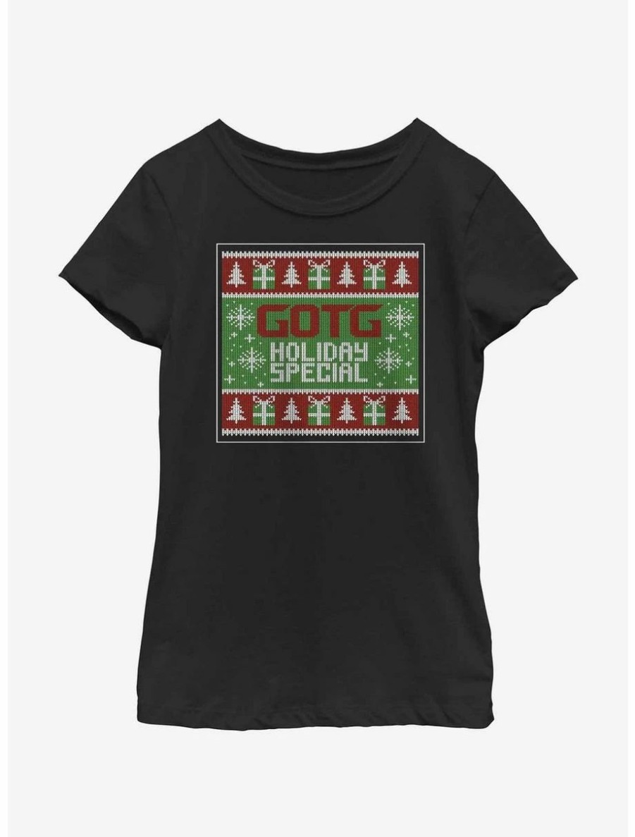 Youth | * Boxlunch Marvel Guardians Of The Galaxy Ugly Christmas Sweater Pattern Holiday Special Youth Girls T-Shirt