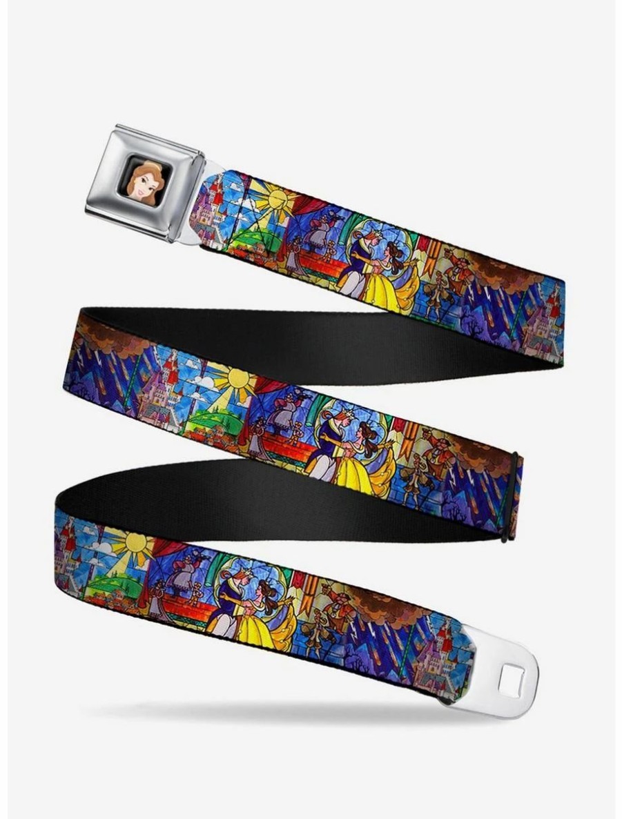 Accessories | * Boxlunch Disney Beauty And The Beast Stained Glass Scenes Youth Seatbelt Belt