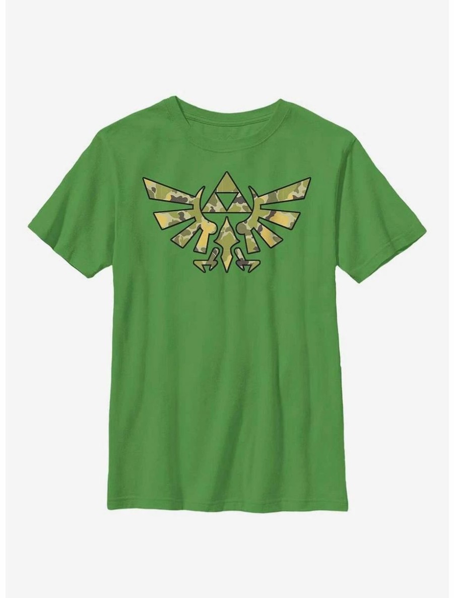 Youth | * Boxlunch The Legend Of Zelda Camo Hyrule Crest Youth T-Shirt