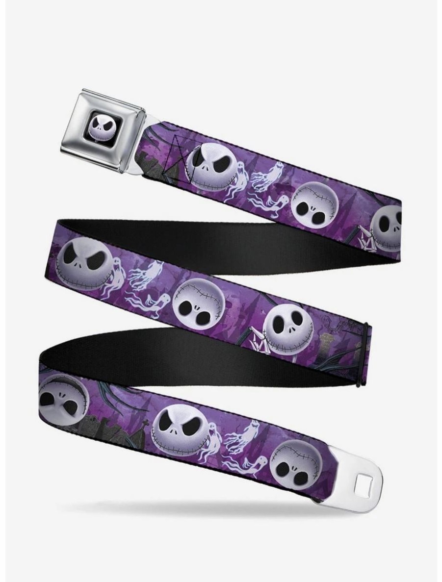 Accessories | * Boxlunch Disney The Nightmare Before Christmas Jack Expressions Ghosts In Cemetery Youth Seatbelt Belt